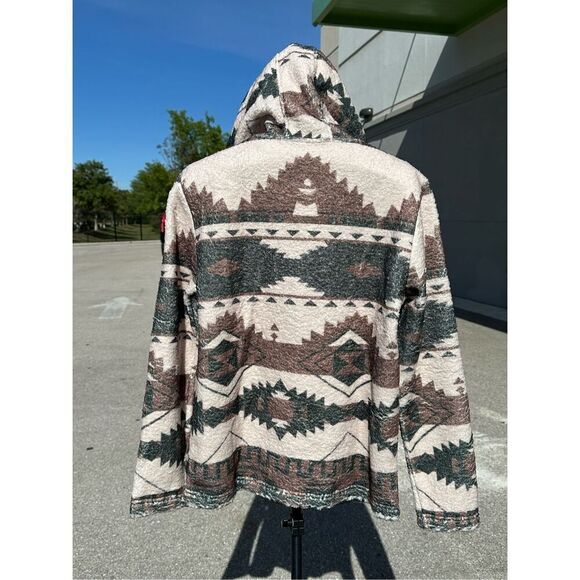 Southwestern Aztec Sherpa Hoodie Womens Small Cozy Fleece Pullover Western - Picture 4 of 10
